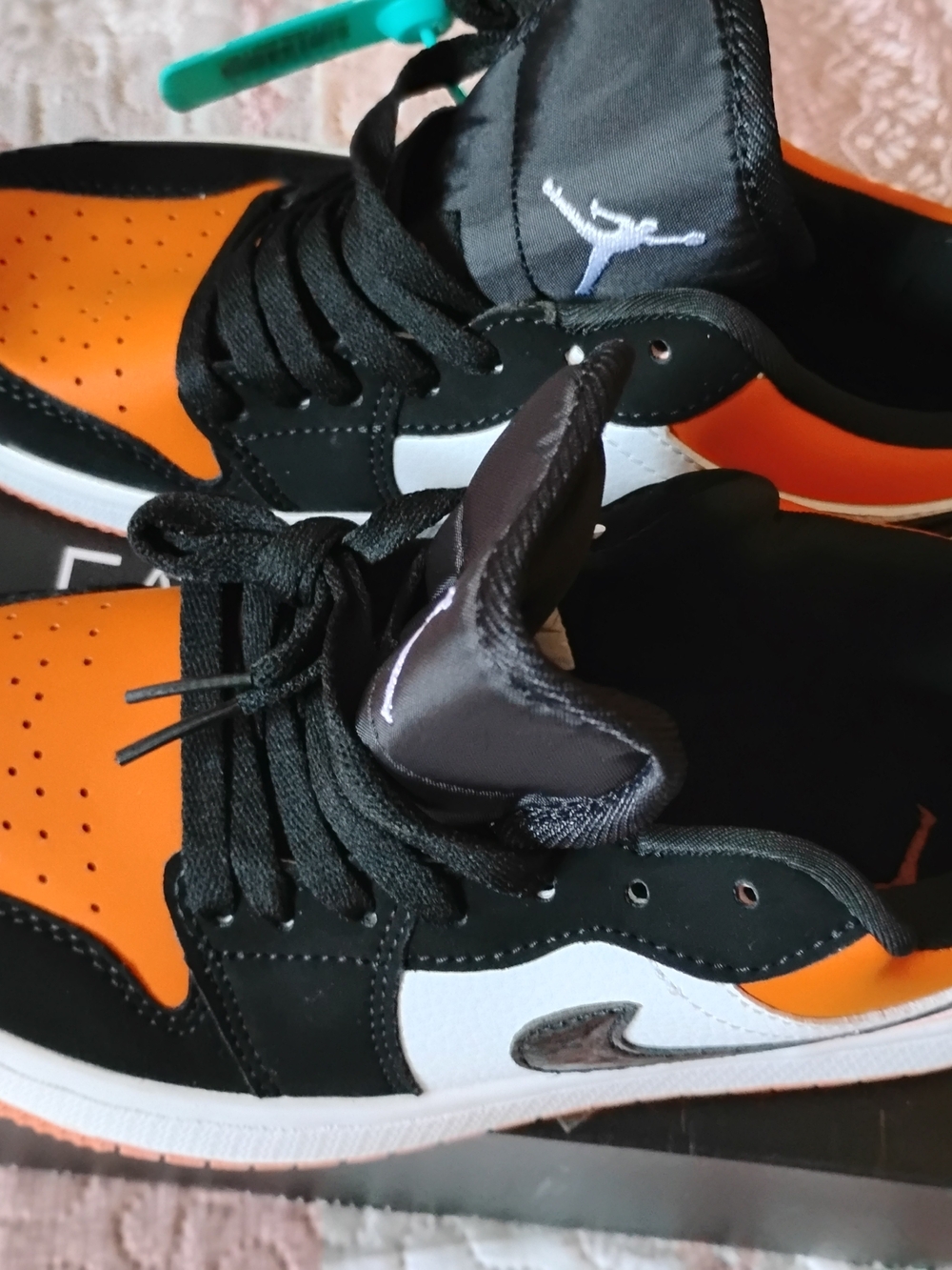 Nike Kids Orange Black White Low-Top Sneakers with Swoosh